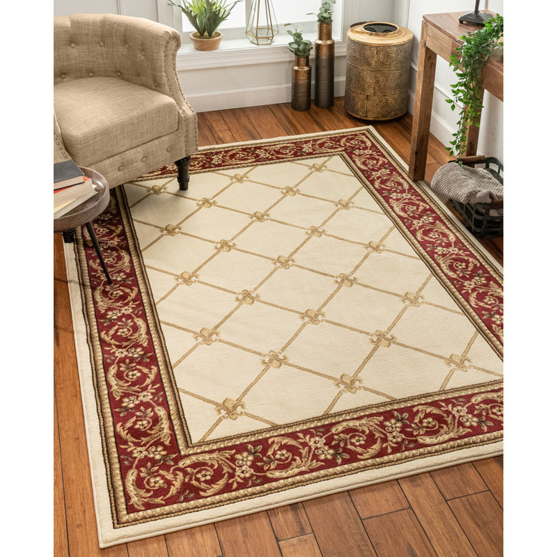 Edna Fleur De Lis Ivory Area Rug & Reviews Birch Lane